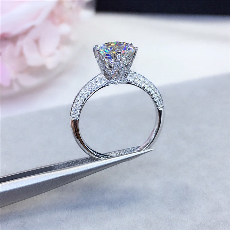 MOISSANITE ENGAGEMENT RING, ROUND CUT 1.00CT-2.00CT, CLASSIC FOUR CLAW SETTING,Synthetic diamonds