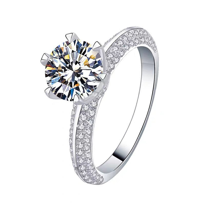 MOISSANITE ENGAGEMENT RING, ROUND CUT 1.00CT-2.00CT, CLASSIC FOUR CLAW SETTING,Synthetic diamonds