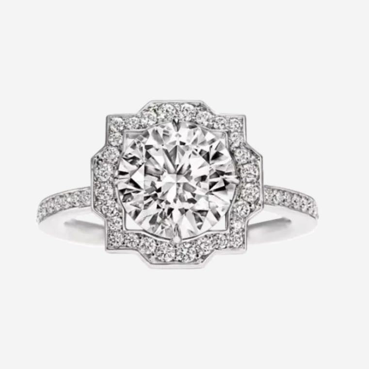 MOISSANITE ENGAGEMENT RING, Round Cut 0.50CT-2CT, Diamond Wedding Ring