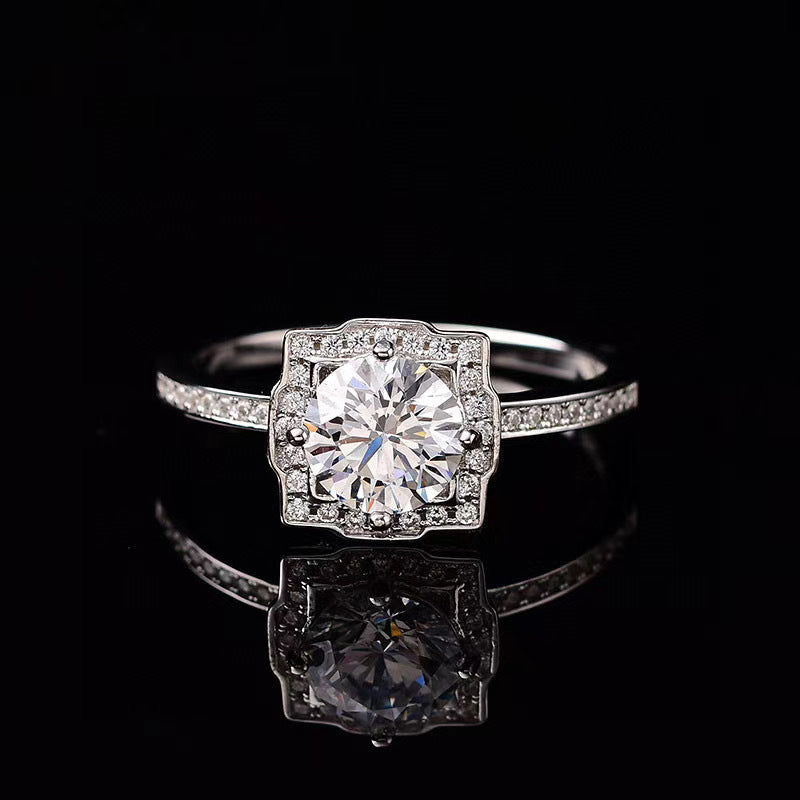 MOISSANITE ENGAGEMENT RING, Round Cut 0.50CT-2CT, Diamond Wedding Ring