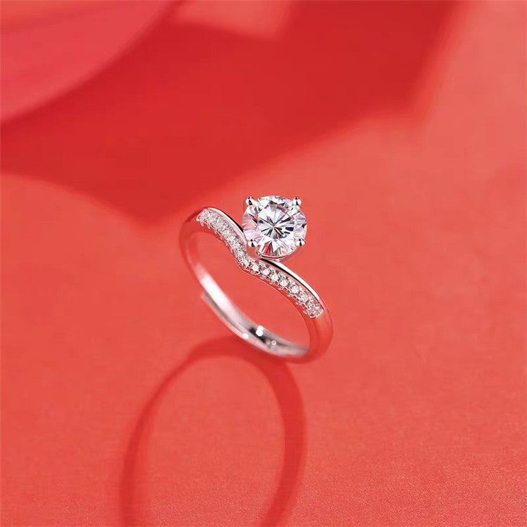 MOISSANITE ENGAGEMENT RING, ROUND CUT 1.00CT, CLASSIC FOUR CLAW SETTING,Synthetic diamonds