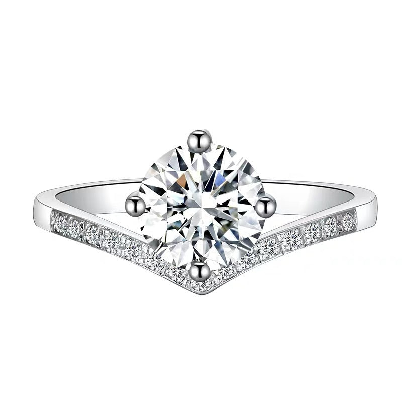 MOISSANITE ENGAGEMENT RING, ROUND CUT 1.00CT, CLASSIC FOUR CLAW SETTING,Synthetic diamonds