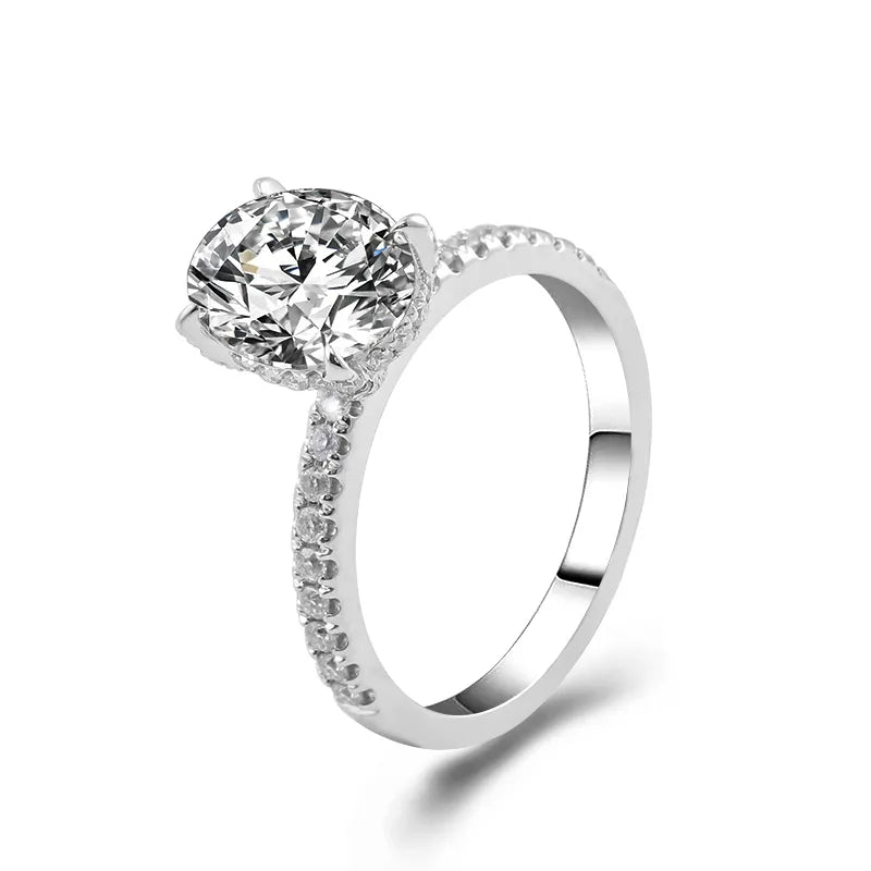 10K-18K , Brilliant Cut Oval Shape Pave Band Engagement Ring