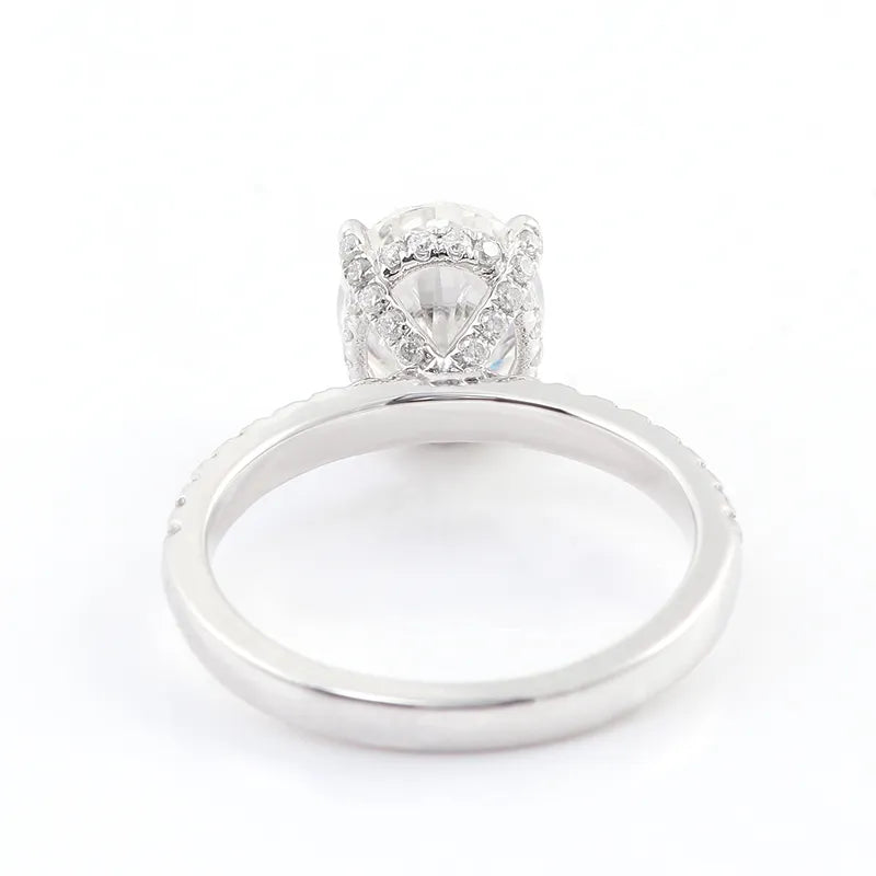 10K-18K , Brilliant Cut Oval Shape Pave Band Engagement Ring