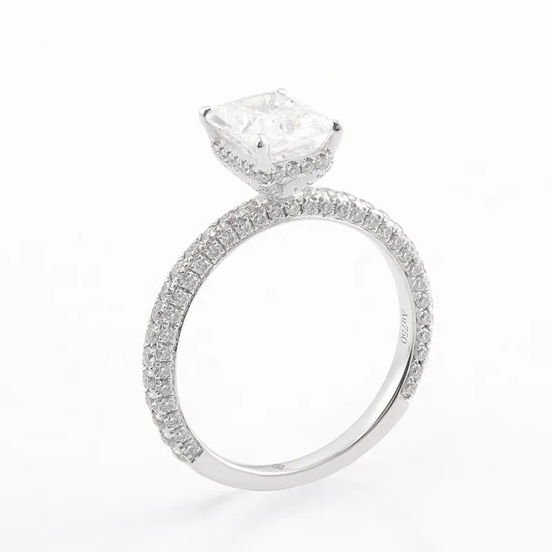 10K-18K , Radiant Cut Luxury Pave Moissanite Engagement Ring