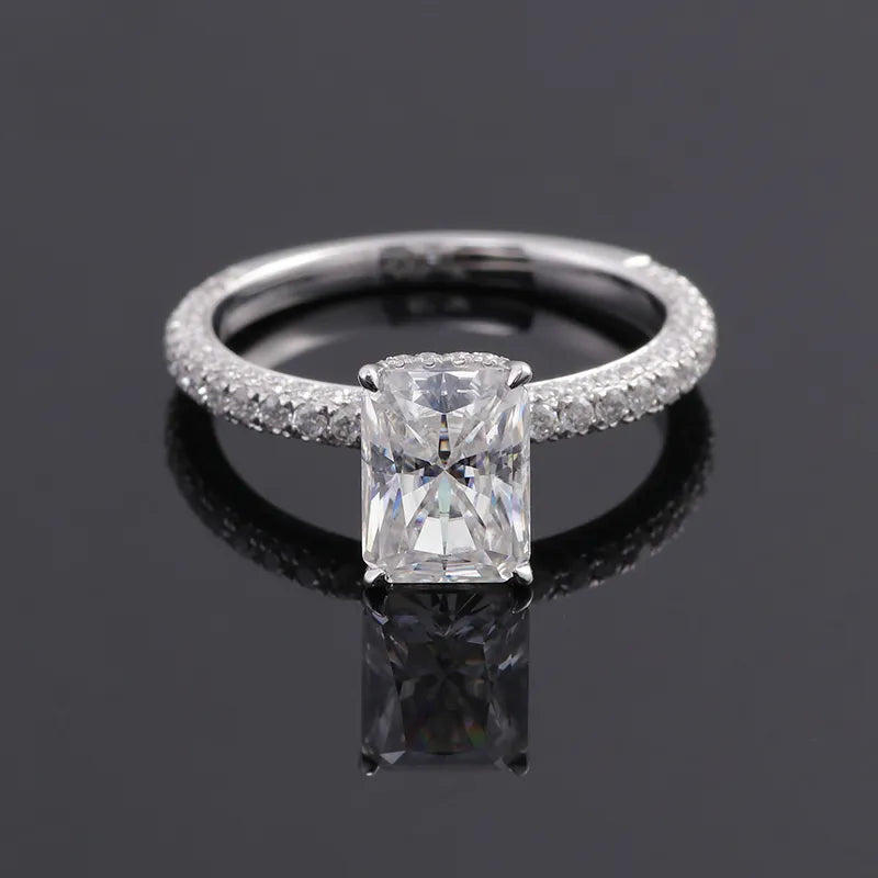 10K-18K , Radiant Cut Luxury Pave Moissanite Engagement Ring