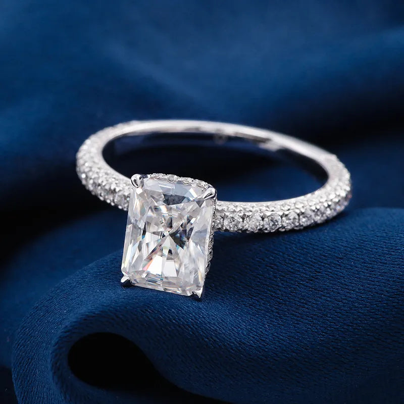 10K-18K , Radiant Cut Luxury Pave Moissanite Engagement Ring