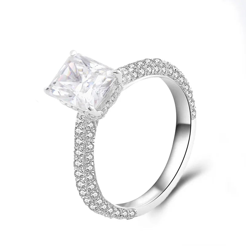 10K-18K , Radiant Cut Luxury Pave Moissanite Engagement Ring