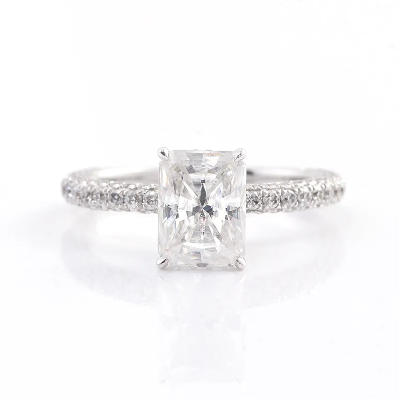 10K-18K , Radiant Cut Luxury Pave Moissanite Engagement Ring