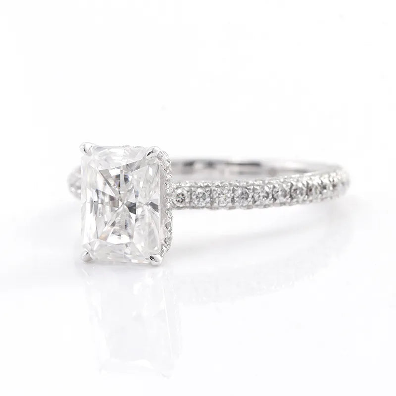 10K-18K , Radiant Cut Luxury Pave Moissanite Engagement Ring