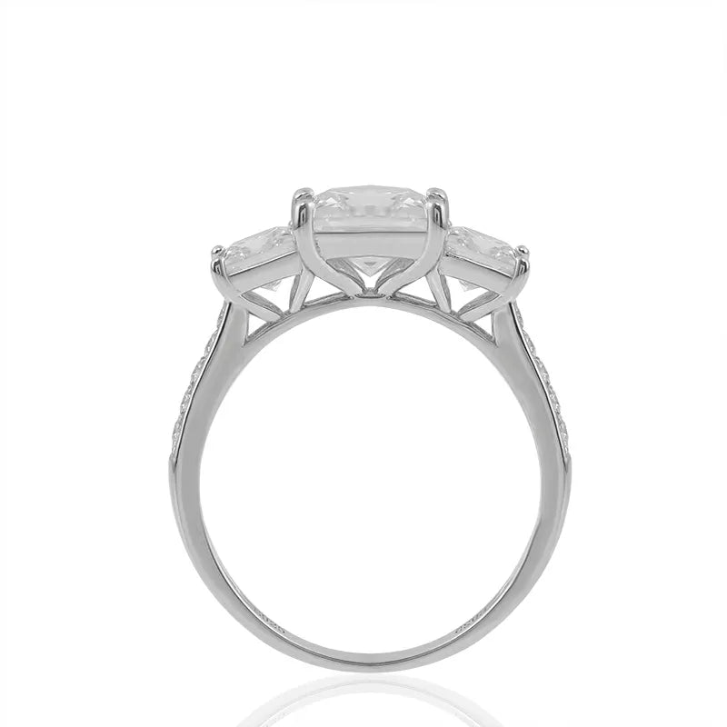 10K-18K , Three Stone Princess Moissanite Engagement Ring