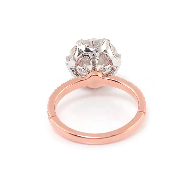 10K-18K , Hearts & Arrows Moissanite Solitaire With Side Accents Engagement Ring