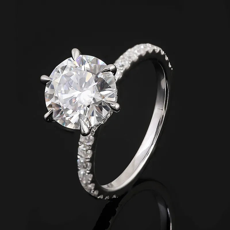 10K-18K ,Round Brilliant Cut Moissanite Classic Solitaire Style Ring,ENGAGEMENT RING