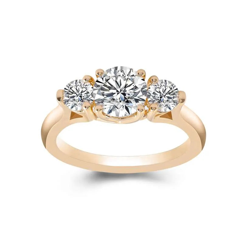 10K-18K ,Three Stone Round Cut Moissanite Ring,ENGAGEMENT RING