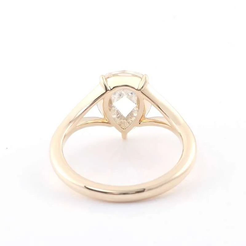 10K-18K , Pear Shape Rose Cut Moissanite Engagement Ring