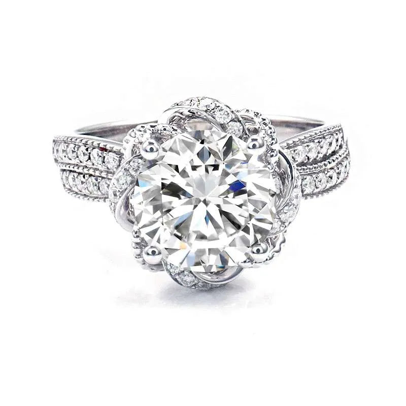 10K-18K ,Corss Arm Rose Petal Moissanite,ENGAGEMENT RING