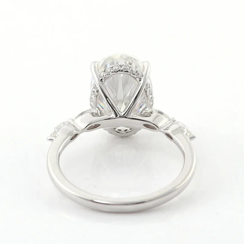 10K-18K , Hidden Halo Oval Moissanite Engagement Ring