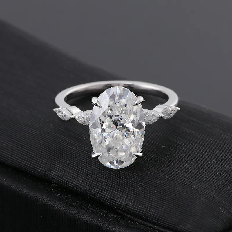 10K-18K , Hidden Halo Oval Moissanite Engagement Ring