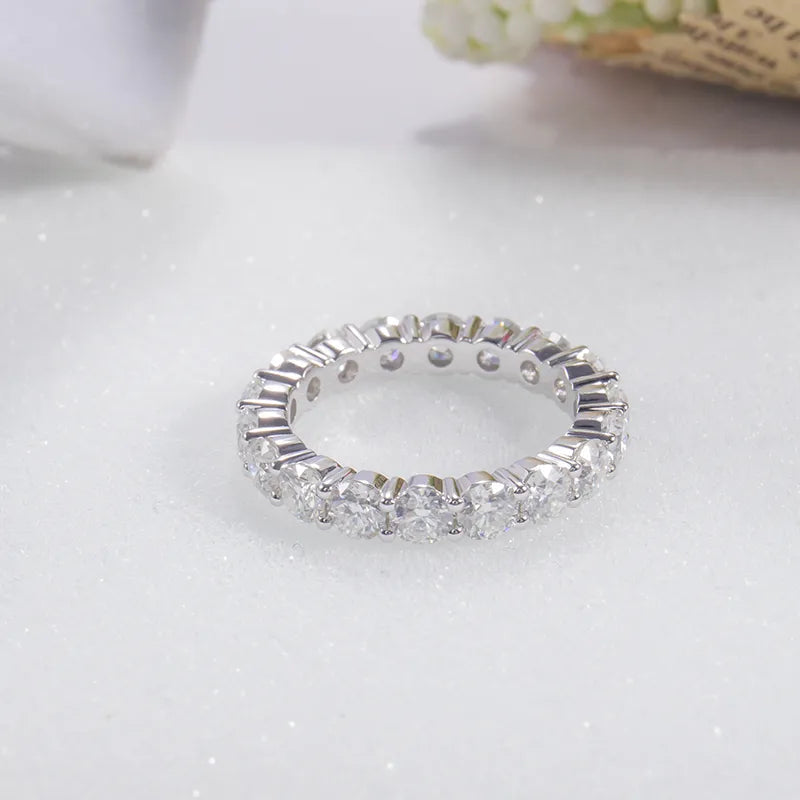 10K-18K , All-Around Band Ring Set With 3.5mm Round Moissanite ,Wedding Rings