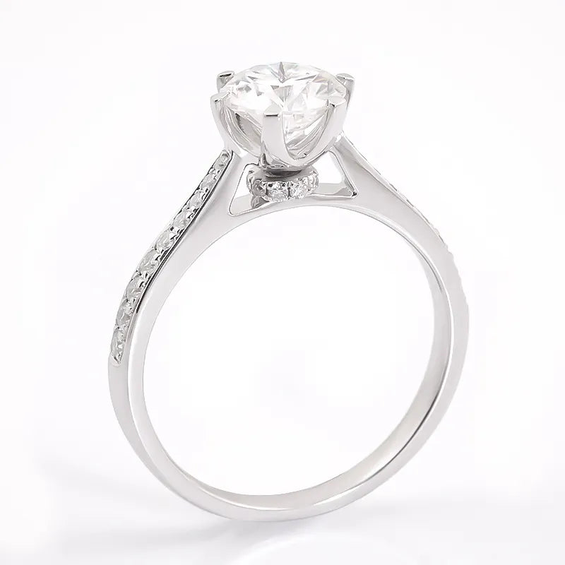 10K-18K , Classic 6-Prong Moissanite Engagement Ring