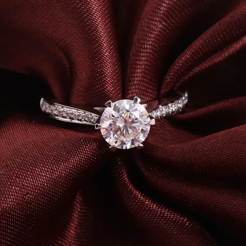 10K-18K , Classic 6-Prong Moissanite Engagement Ring