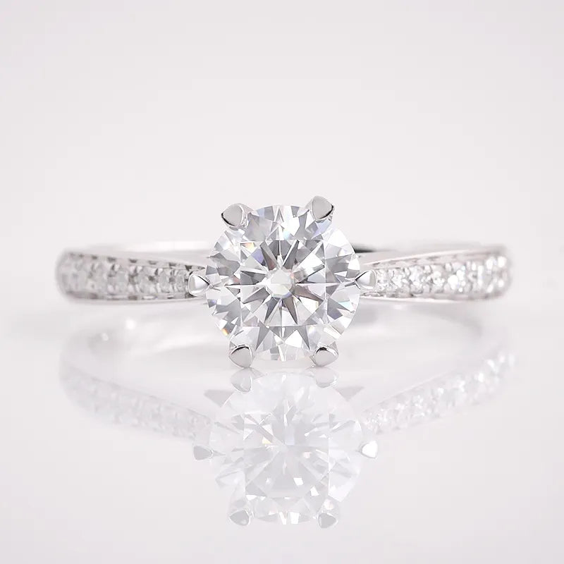 10K-18K , Classic 6-Prong Moissanite Engagement Ring