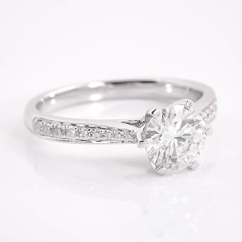 10K-18K , Classic 6-Prong Moissanite Engagement Ring