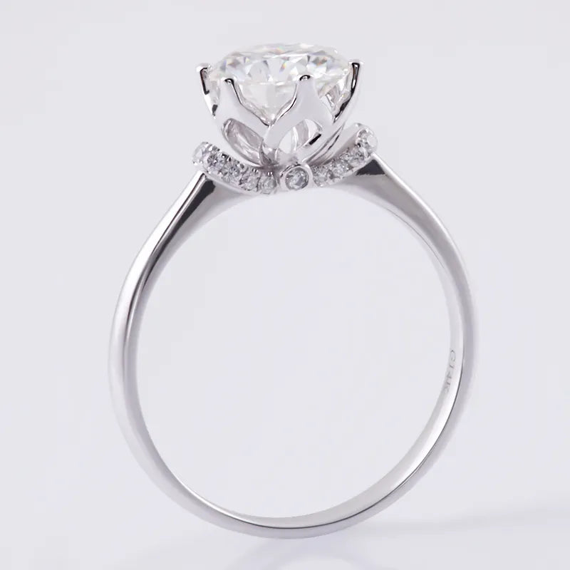 10K-18K , Classic 6-Prong Solitaire Brilliant Round Cut Moissanite Ring