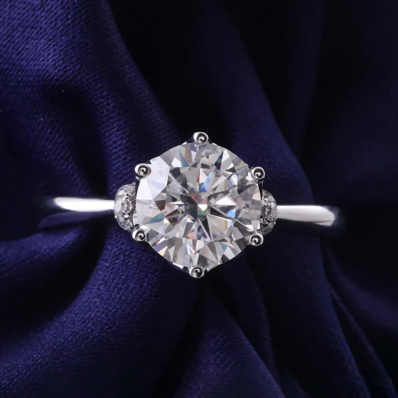 10K-18K , Classic 6-Prong Solitaire Brilliant Round Cut Moissanite Ring