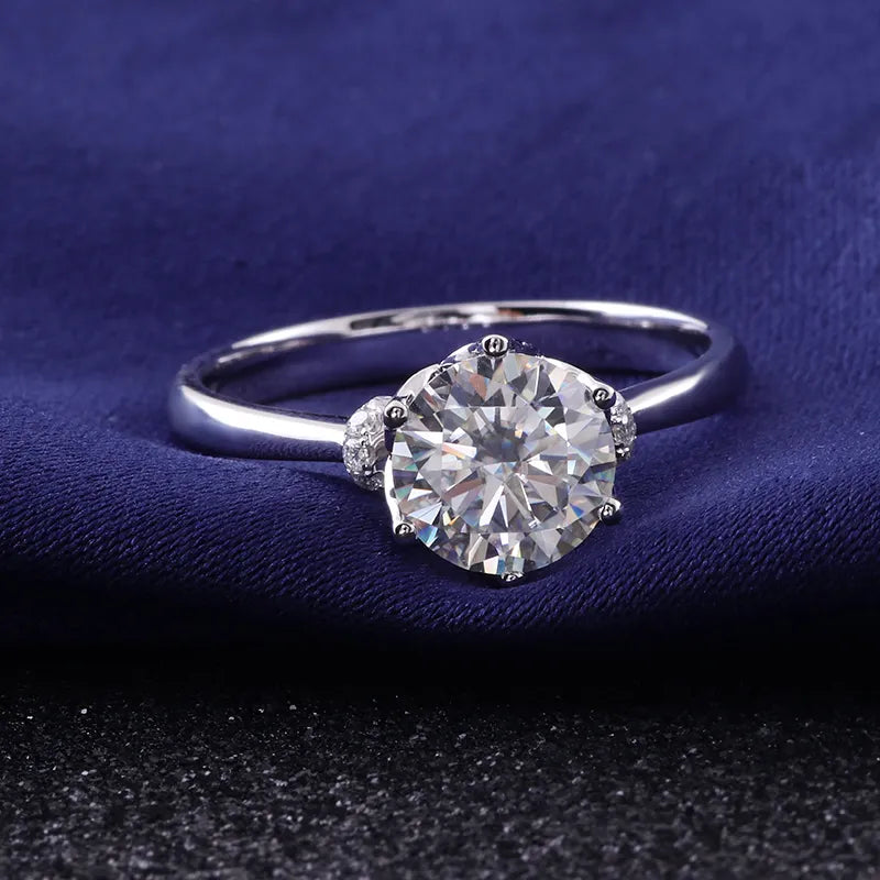 10K-18K , Classic 6-Prong Solitaire Brilliant Round Cut Moissanite Ring