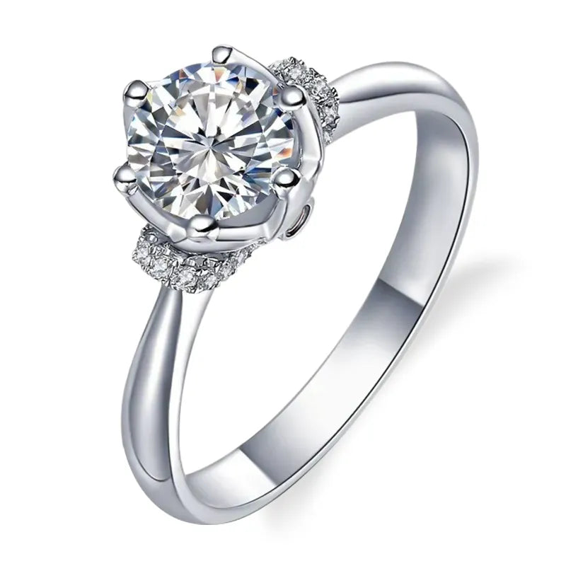 10K-18K , Classic 6-Prong Solitaire Brilliant Round Cut Moissanite Ring