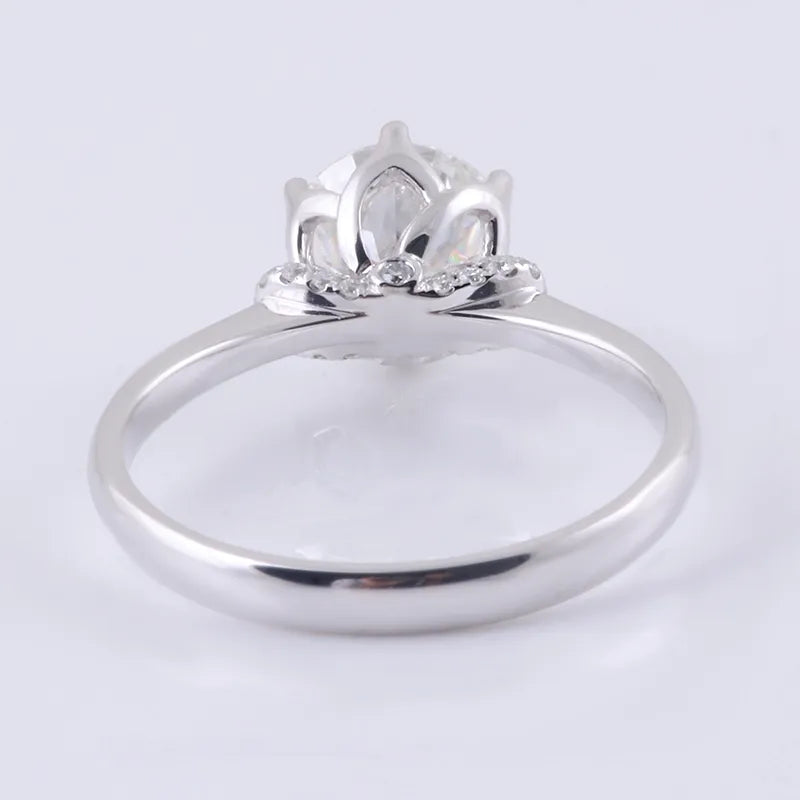 10K-18K , Classic 6-Prong Solitaire Brilliant Round Cut Moissanite Ring