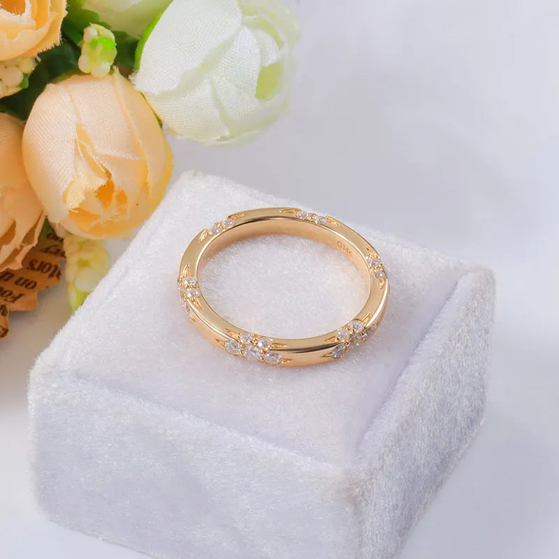 10K-18K , Classic Moissanite Round Ring Band In 14K Gold ,Wedding Rings