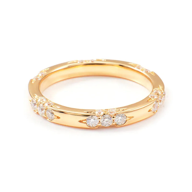 10K-18K , Classic Moissanite Round Ring Band In 14K Gold ,Wedding Rings