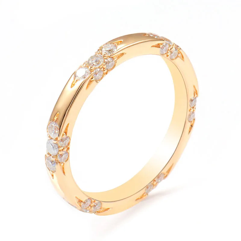 10K-18K , Classic Moissanite Round Ring Band In 14K Gold ,Wedding Rings