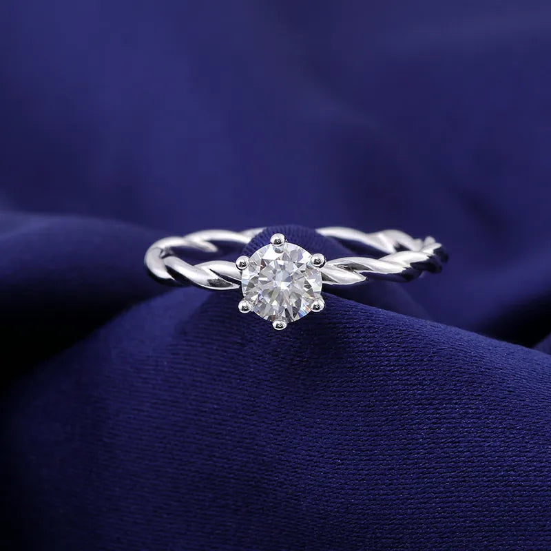 10K-18K , Classic Twist Solitaire Engagement Ring