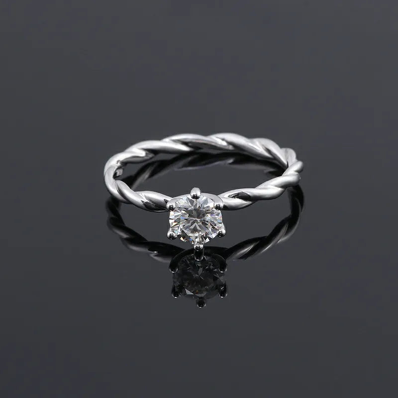 10K-18K , Classic Twist Solitaire Engagement Ring