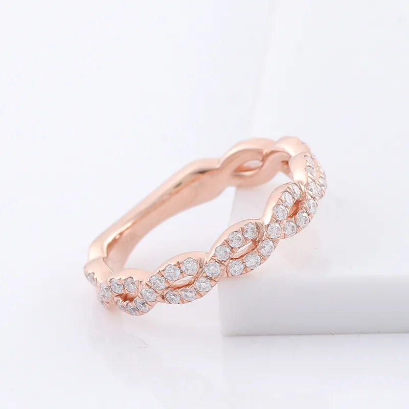 10K-18K , Colorless Moissanite Twisted Rope Eternity Band ,Wedding Rings