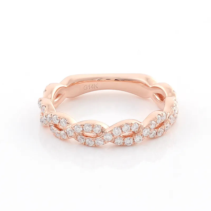 10K-18K , Colorless Moissanite Twisted Rope Eternity Band ,Wedding Rings