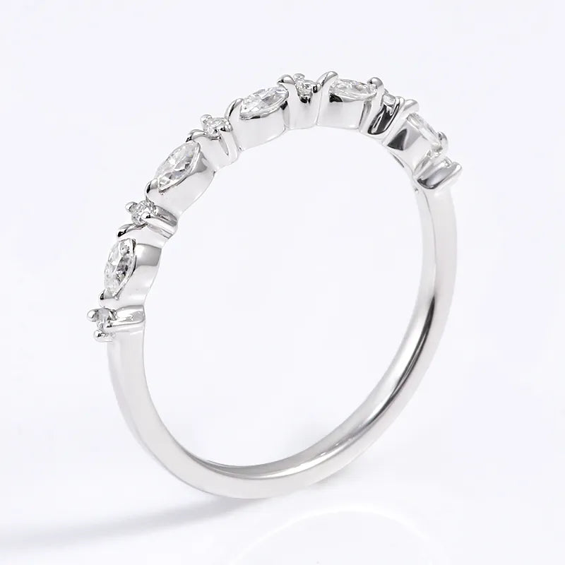 10K-18K , Stylish Bezel Set Moissanite Band Ring ,Wedding Rings