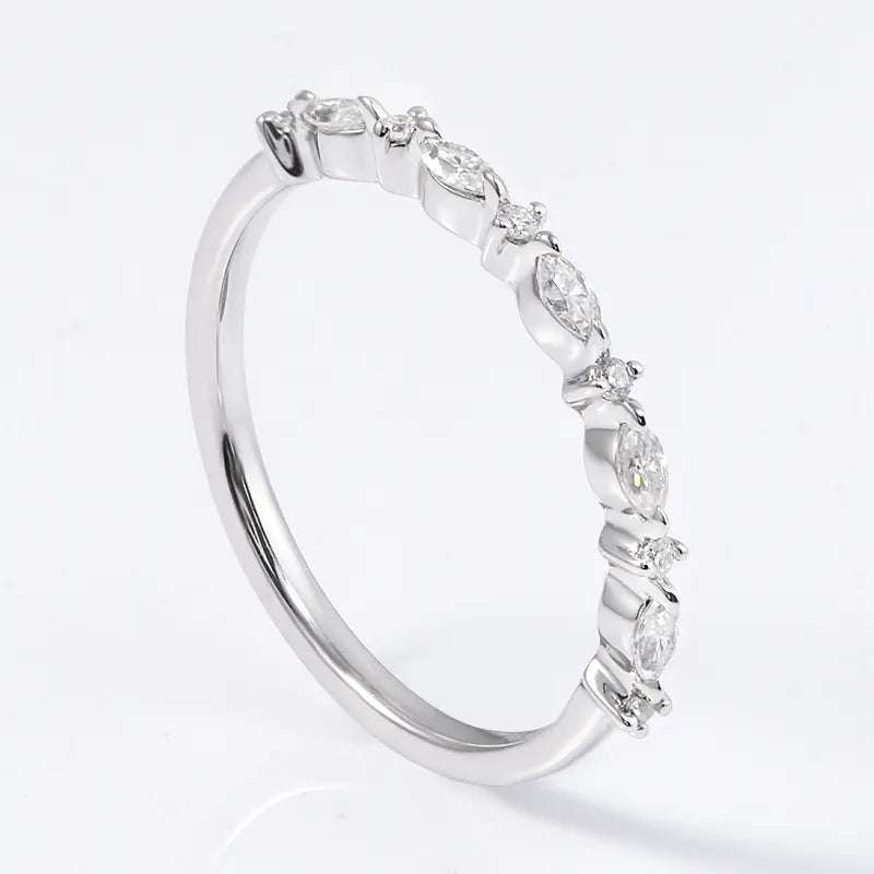 10K-18K , Stylish Bezel Set Moissanite Band Ring ,Wedding Rings