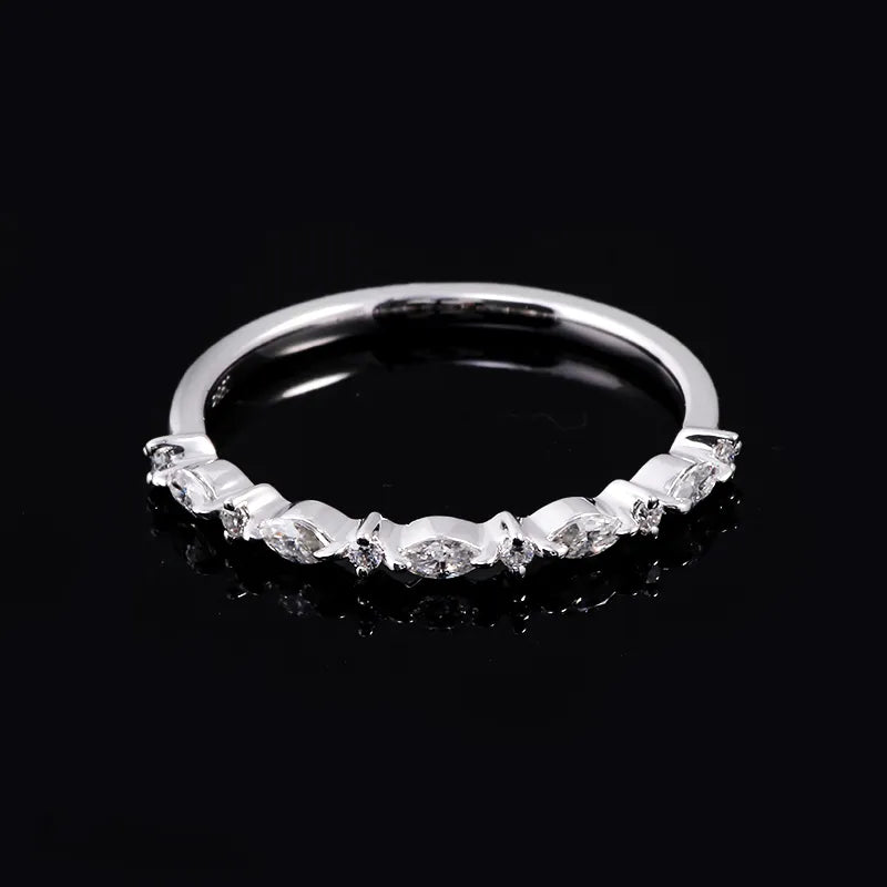 10K-18K , Stylish Bezel Set Moissanite Band Ring ,Wedding Rings