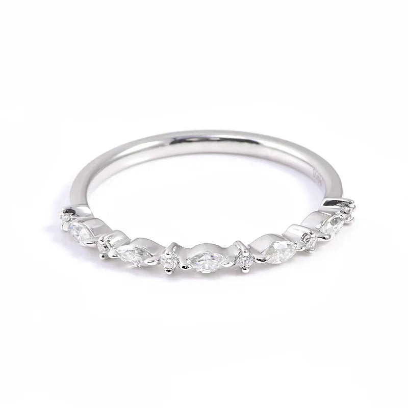 10K-18K , Stylish Bezel Set Moissanite Band Ring ,Wedding Rings