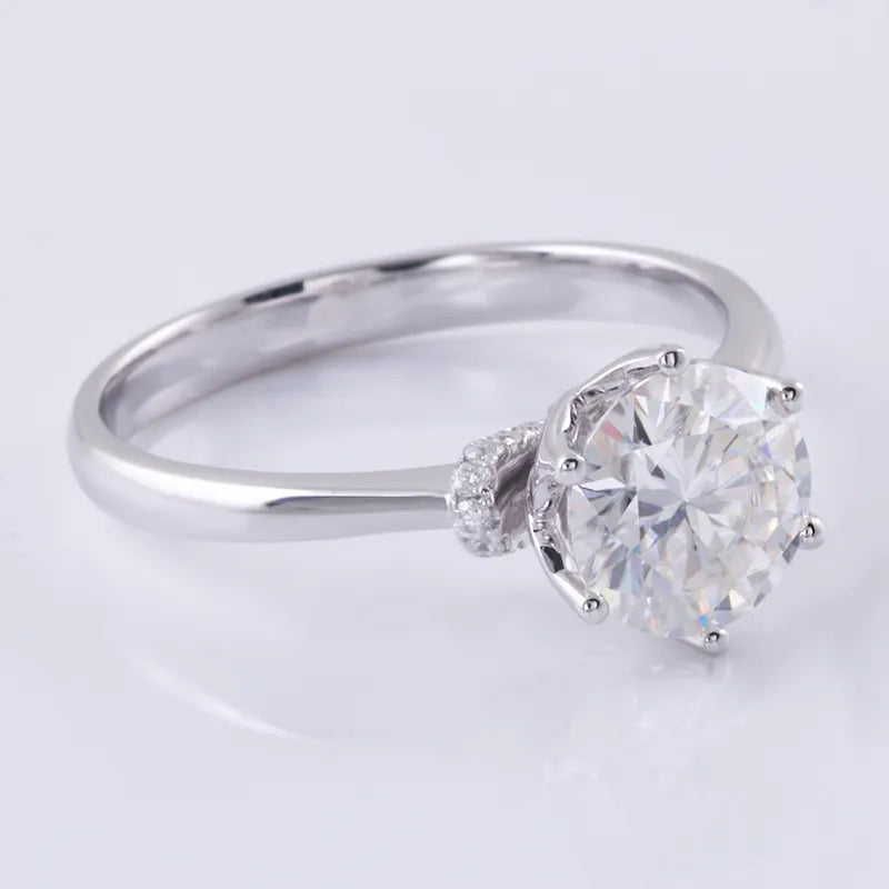 10K-18K ,  Round Brilliant Cut Moissanite Engagement Ring