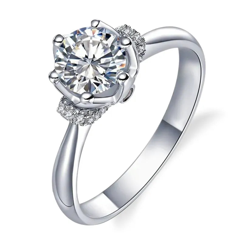 10K-18K ,  Round Brilliant Cut Moissanite Engagement Ring