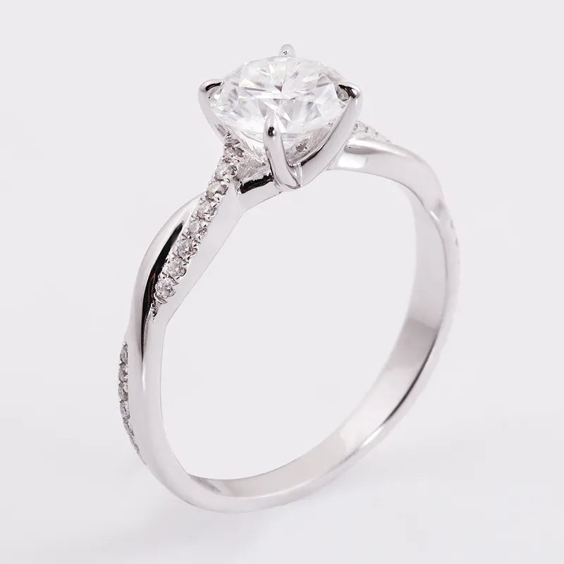 10K-18K ,Elegant Twisted Band Moissanite Engagement Ring,ENGAGEMENT RING