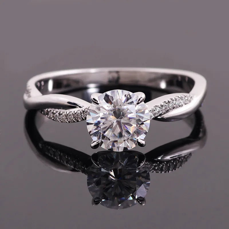 10K-18K ,Elegant Twisted Band Moissanite Engagement Ring,ENGAGEMENT RING