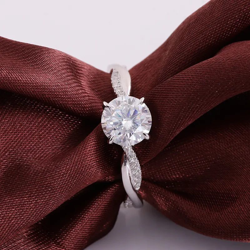 10K-18K ,Elegant Twisted Band Moissanite Engagement Ring,ENGAGEMENT RING