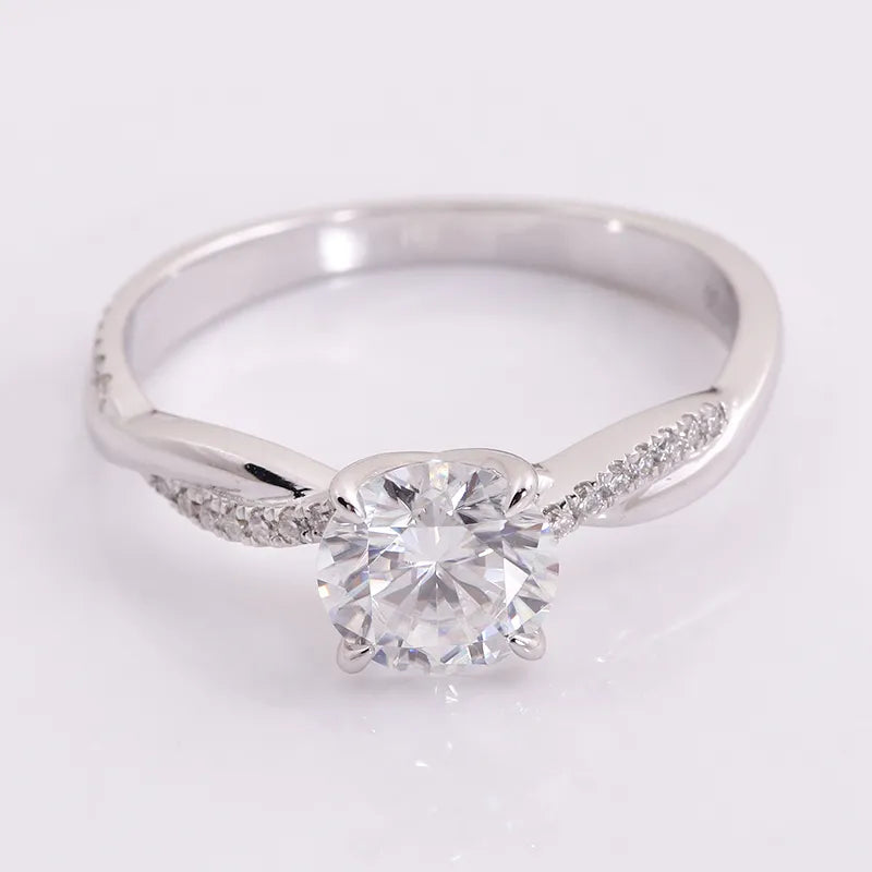 10K-18K ,Elegant Twisted Band Moissanite Engagement Ring,ENGAGEMENT RING