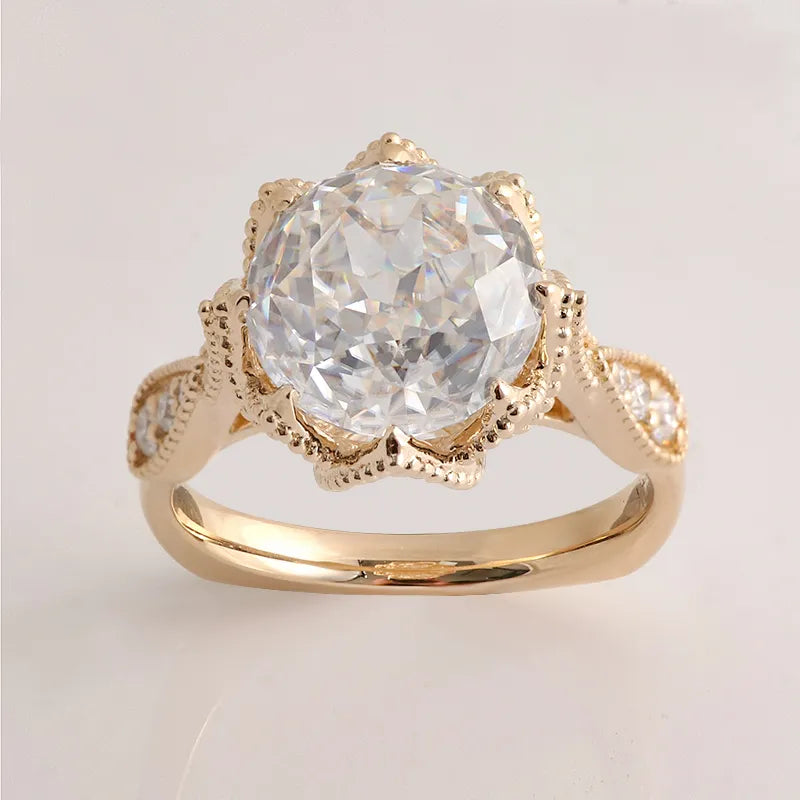 10K-18K , Luxury Design Petal Jubilee Cut Moissanite Rings